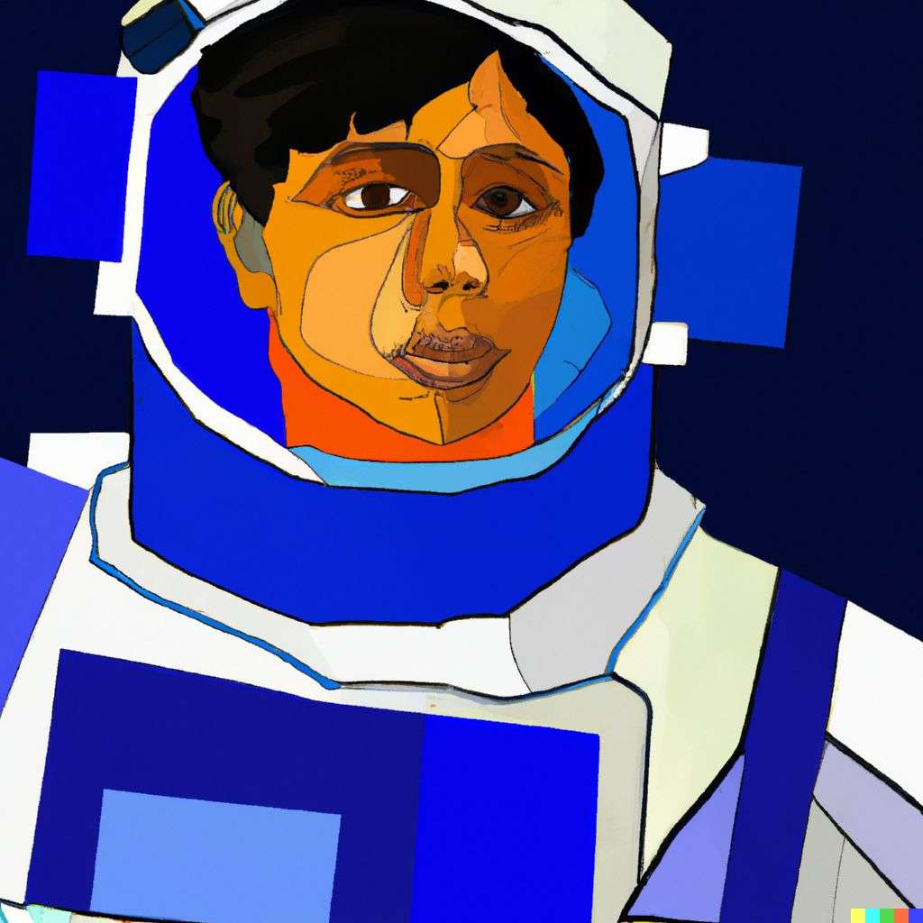 an astronaut, painting, cubism style